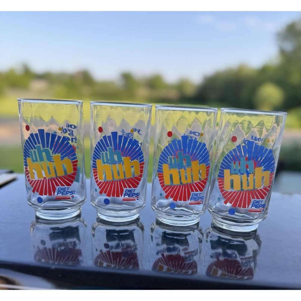 4 Diet Pepsi 5" Tumbler Glasses You Got The Right One Baby Uh-Huh 1990's Retro